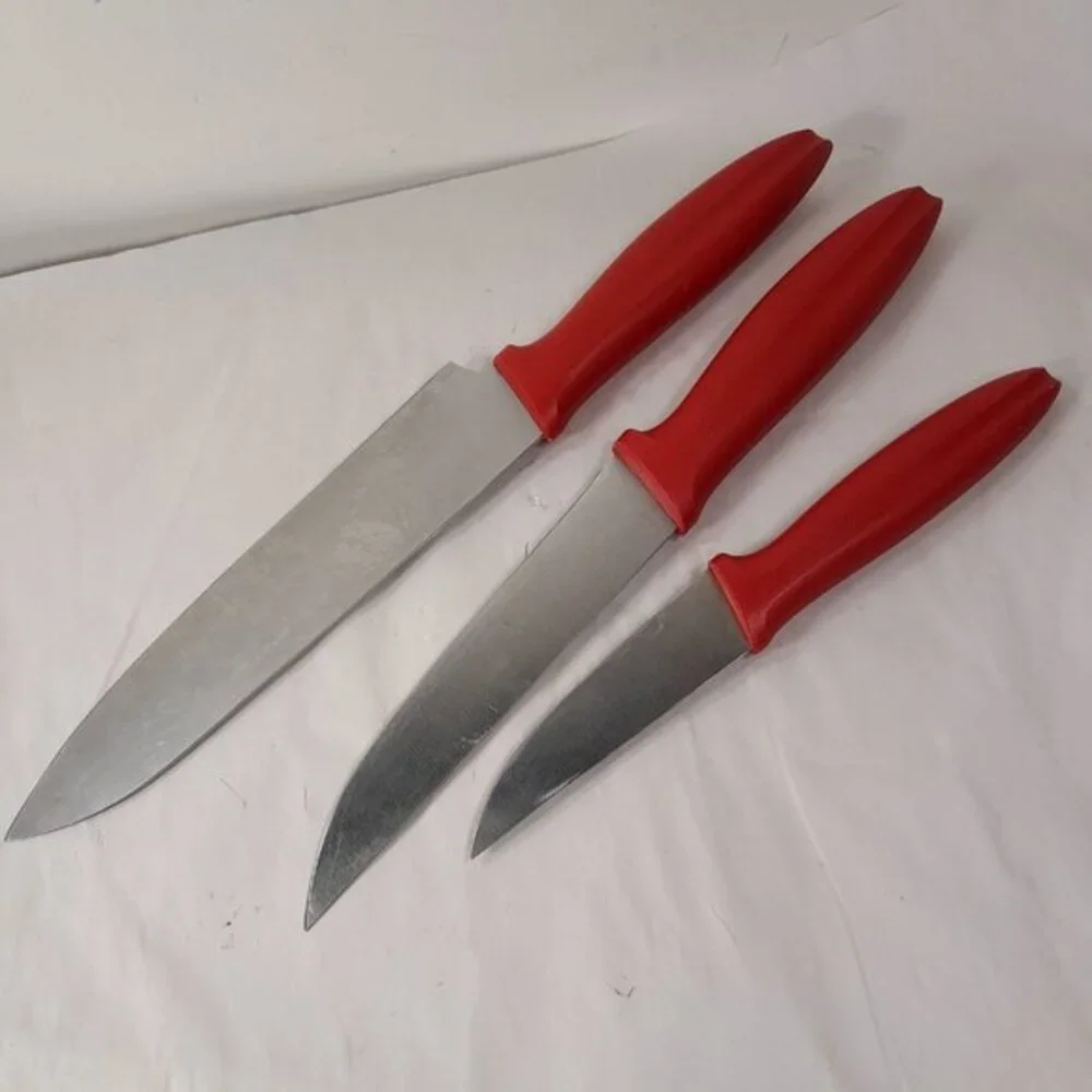 Pirge‎ Pure Line knife set 3 red made in Turkey Paring 48001 Carving Meat 48003